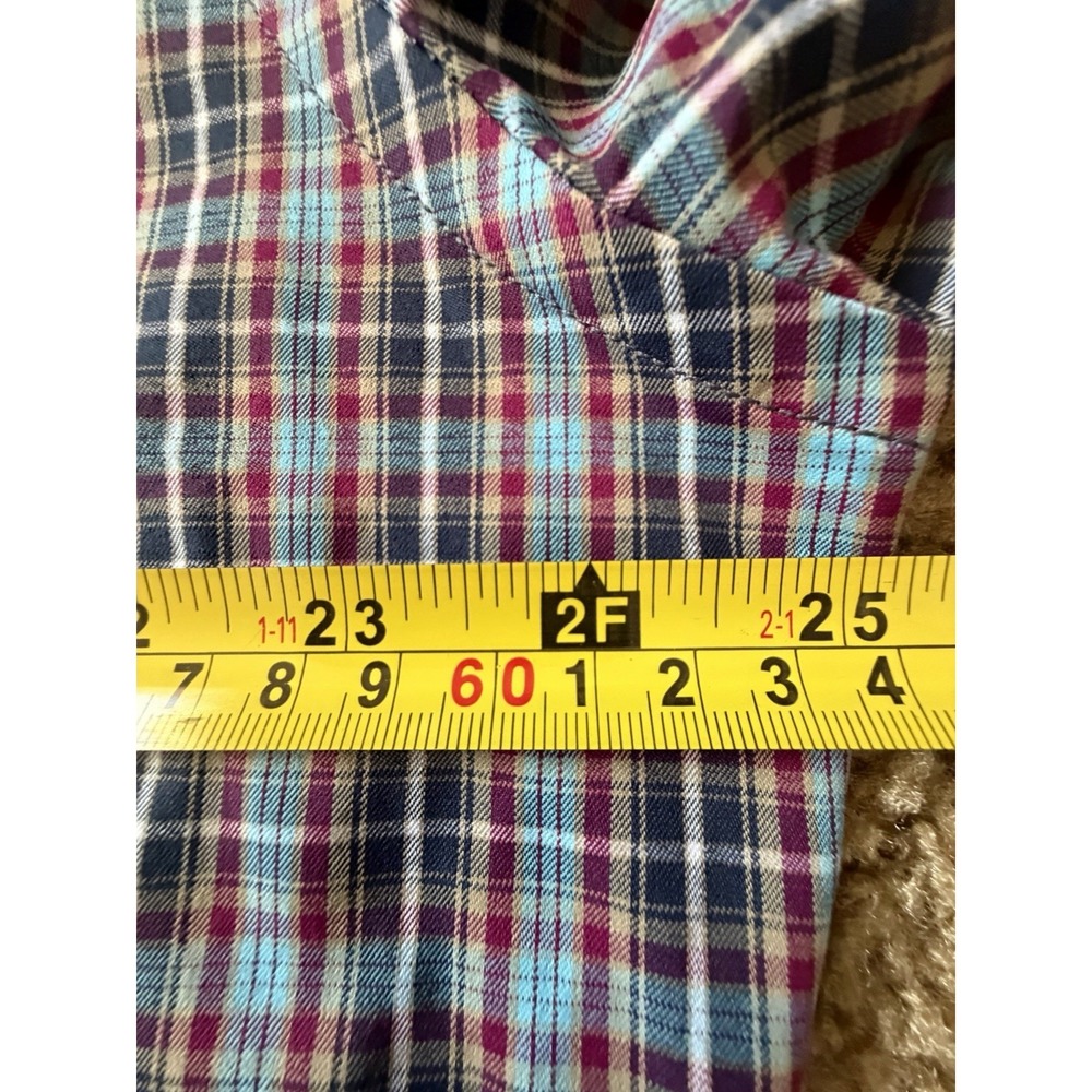 Peter Millar Long Sleeve Button Up Shirt Red Blue Plaid Oak Hill CC Large JBHS - Picture 7 of 10